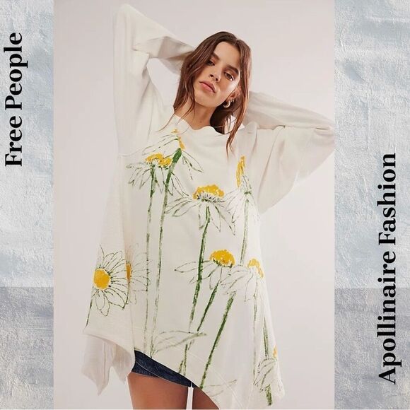 FREE PEOPLE FLOWERS FOR YOU TUNIC PULLOVER IN IVORY COMBO SP NEW - Picture 1 of 7